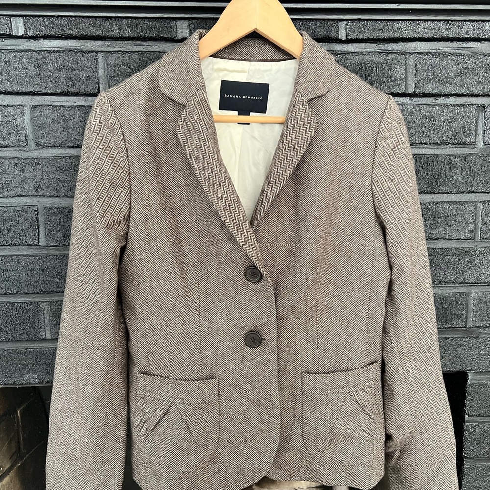 BANANA REPUBLIC HERRINGBONE BLAZER, SZ 8
